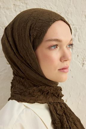 شال خاکی زنانه پنبه ای Qef - کد 844766116