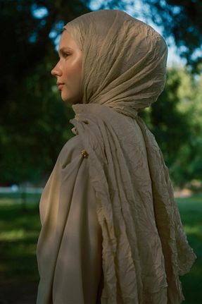 شال قهوه ای زنانه پنبه ای Qef - کد 844766243