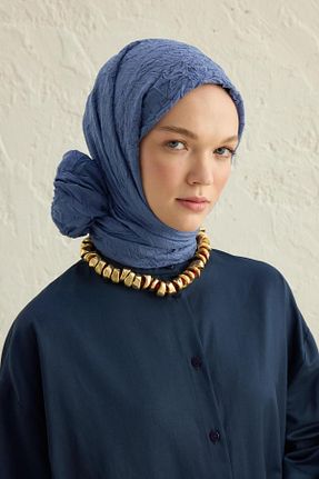 شال آبی زنانه پنبه ای Qef - کد 844766118