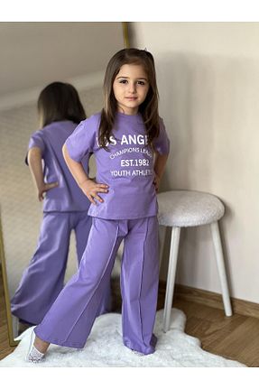 ست بالاتنه و پائین تنه بنفش بچه گانه بافت ninita kids - کد 883153427