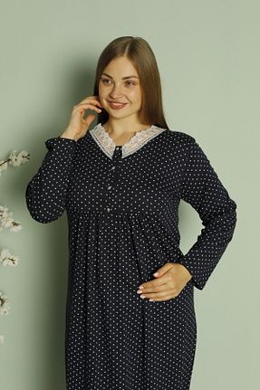 لباس شب سایز بزرگ سرمه ای زنانه Puantiyeli ERDENİZ TEKSTİL - کد 883230553