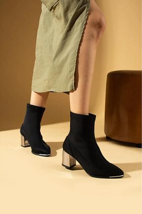 بوت / نیم بوت مشکی زنانه پاشنه تخت Papuçcity - کد 882864550