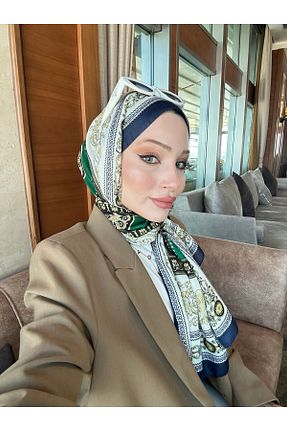شال سرمه ای زنانه پنبه ای Oxygen Scarfs - کد 859897243