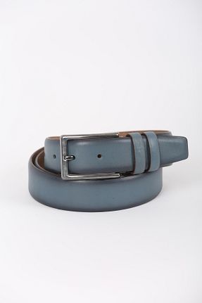 کمربند آبی مردانه چرم خالص KASVA DERİ - کد 883166765