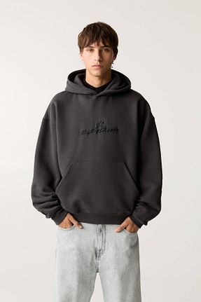 سوئیشرت طوسی مردانه چاپی Pull & Bear - کد 883231169