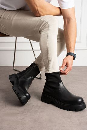 بوت / نیم بوت مشکی مردانه چرم خالص Alba - کد 872405967
