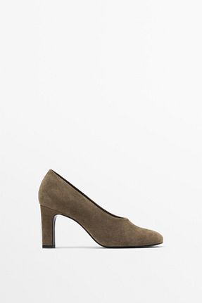 کفش پاشنه بلند کلاسیک بژ زنانه چرم خالص Massimo Dutti - کد 883250052