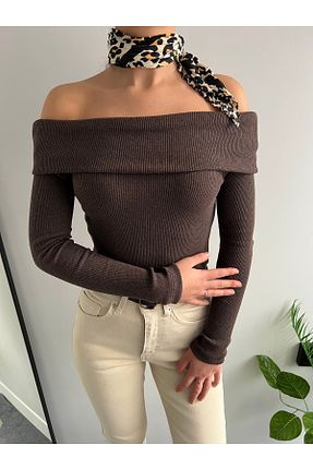 بلوز قهوه ای زنانه ساده FAARKCOLLECTİON - کد 882779590