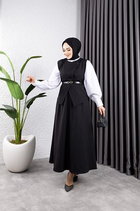 ست بالاتنه و پائین تنه حجاب مشکی زنانه A-line modapark.ist - کد 883234183