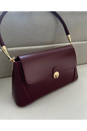کیف دوشی زرشکی زنانه چرم مصنوعی eflanmoda - کد 883224230