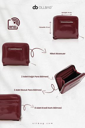 کیف پول زرشکی زنانه ابعاد کوچک OLLBAG - کد 880671163