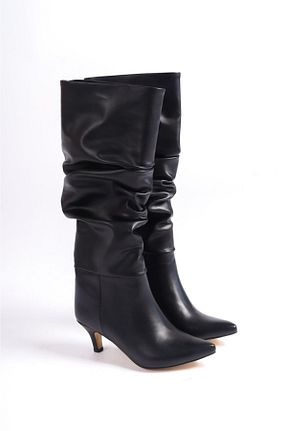 چکمه مشکی زنانه چرم مصنوعی Derin Shoes - کد 764824005
