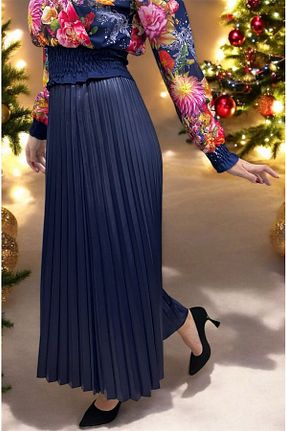 دامن سرمه ای زنانه چرم مصنوعی Violeta - کد 883306433