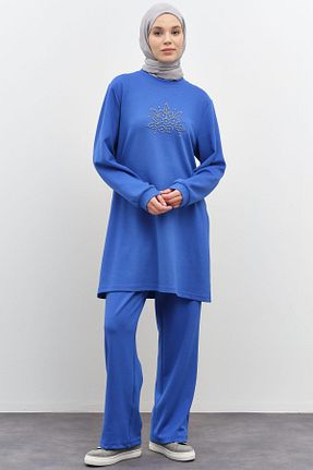ست بالاتنه و پائین تنه حجاب سرمه ای زنانه رگولار Tuğba - کد 883311191