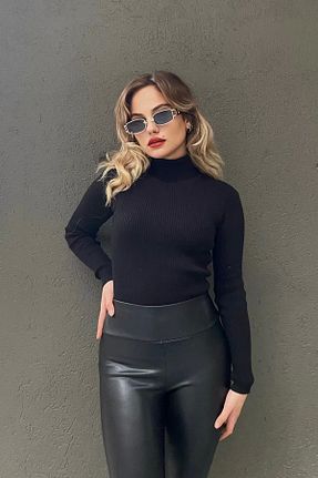 پلیور مشکی زنانه ساده BİGÜMEX - کد 883328063