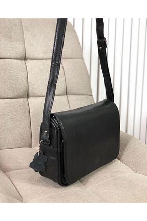 کیف دوشی مشکی زنانه چرم خالص Deribag - کد 76724918