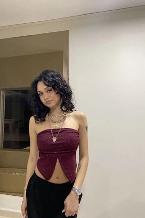بلوز زرشکی زنانه ساده TrendyFashion - کد 883449009