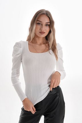 پلیور سفید زنانه ساده TEXTILE STATION - کد 883538462
