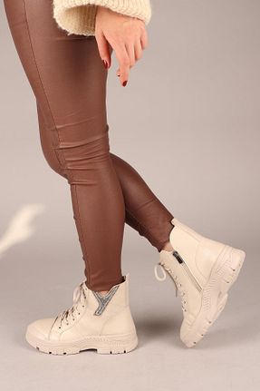 بوت / نیم بوت بژ زنانه چرم مصنوعی NETSHOES - کد 883551657