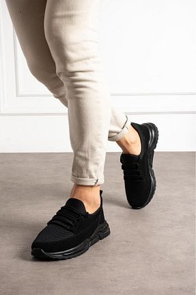 کفش اسنیکر مشکی زنانه بند دار galya shoes - کد 878342103