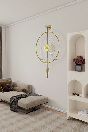 ساعت دیواری طلائی 50 x 90 MetaQuartz Aksesuar - کد 838880256