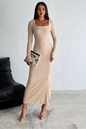 لباس بژ زنانه بافتنی novalook - کد 883598509