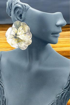 گوشواره جواهر زرد برنجی TRENDTAKI - کد 883613625