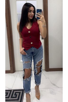 بادی زرشکی زنانه یقه هفت SAATEN - کد 883746315