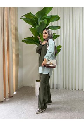 ست بالاتنه و پائین تنه حجاب سبز زنانه رگولار ASEL FASHİON - کد 238830645