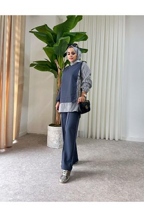 ست بالاتنه و پائین تنه حجاب طوسی زنانه رگولار Aselim Hijap Moda - کد 883755558