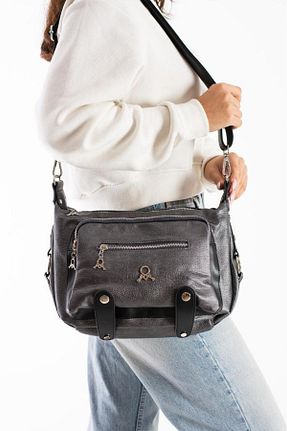 کیف پستچی طوسی زنانه چرم مصنوعی Baginn - کد 883825331