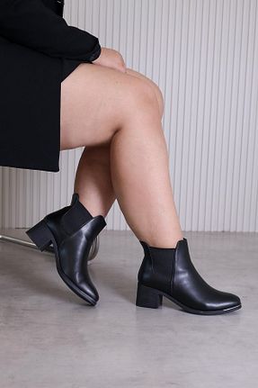 بوت / نیم بوت مشکی زنانه پاشنه ضخیم Stil Durağı - کد 156052350
