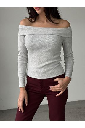 بلوز طوسی زنانه ساده mydukkan.co - کد 883891635