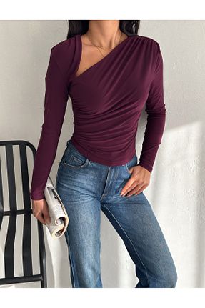 بلوز بنفش زنانه ساده QUTTA - کد 883894237
