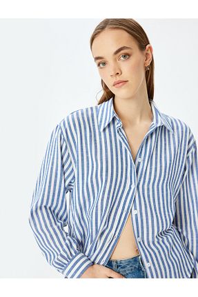 پیراهن آبی زنانه اورسایز Koton - کد 883925926