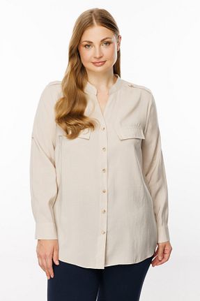 بلوز بژ زنانه طرح دار Ekol - کد 883939863