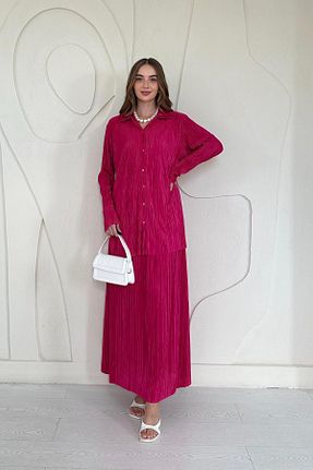ست بالاتنه و پائین تنه صورتی زنانه بافتنی Elbee Fashion Woman - کد 752950010
