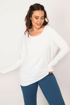 بلوز سفید زنانه ساده BYŞANS - کد 883987543
