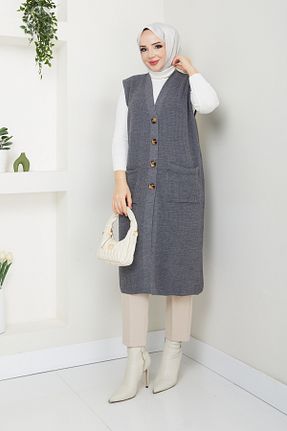 جلیقه حجاب طوسی زنانه رگولار Pamuk Butik - کد 883979262