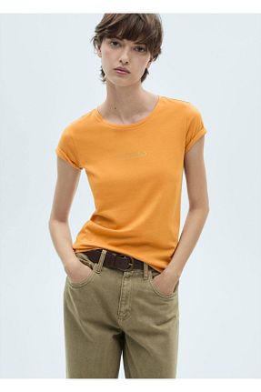 تیشرت زرد زنانه رگولار MANGO - کد 883999073