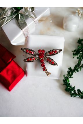 سنجاق سینه قرمز زنانه فلزی FAYRA ACCESSORIES - کد 796825843