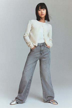 شلوار جین طوسی بچه گانه پاچه گشاد H&M - کد 884099035