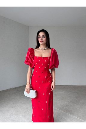 لباس قرمز زنانه بافتنی Afiş Butik - کد 861130285