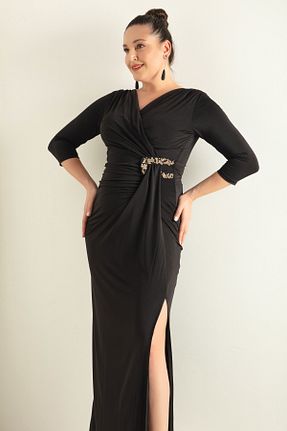 لباس سایز بزرگ مشکی زنانه پلی استر Lafaba - کد 785881681
