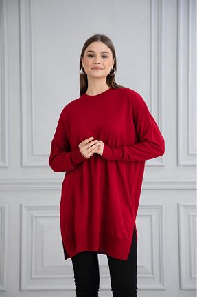 تونیک حجاب قرمز زنانه تریکو Gülce moda - کد 882728434