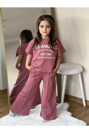 ست بالاتنه و پائین تنه صورتی بچه گانه بافت ciklet kids - کد 884103815