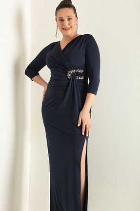 لباس سایز بزرگ سرمه ای زنانه پلی استر Lafaba - کد 785883821