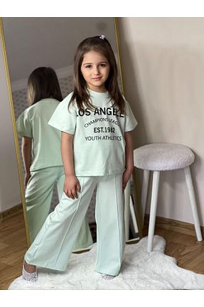 ست بالاتنه و پائین تنه سبز بچه گانه بافت ciklet kids - کد 884103704