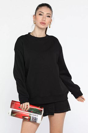 سوئیشرت مشکی زنانه ساده GÜLSELİ - کد 884252759