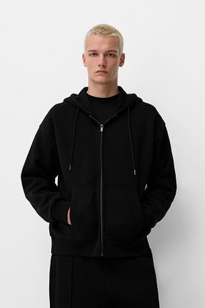 سوئیشرت مشکی مردانه ساده Bershka - کد 884167354